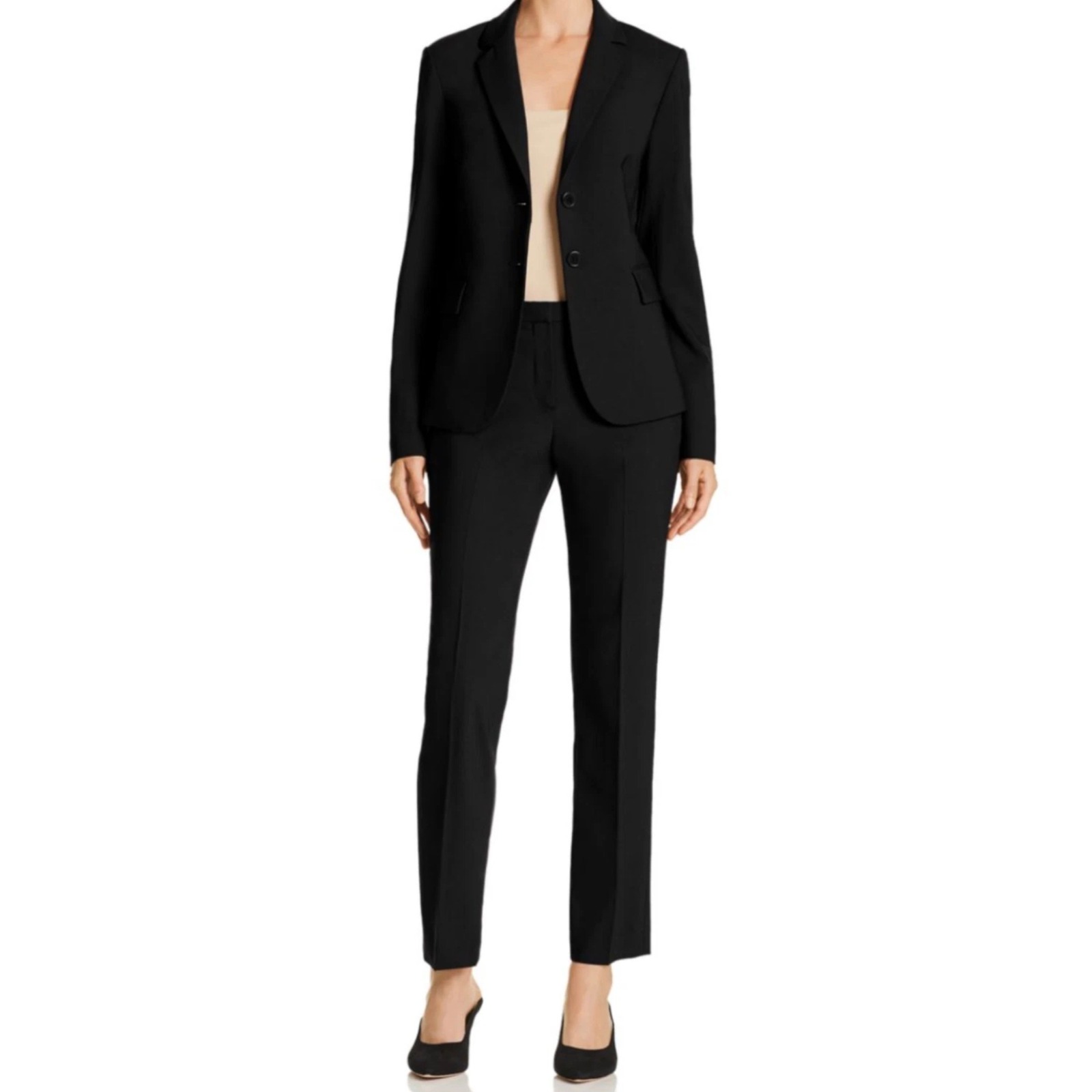 Theory Black Wool Blend Tailored Straight Leg Dress Pants Size 4 Professional